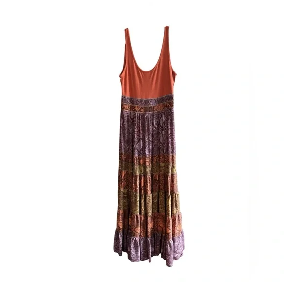Anthropologie Colima Tiered Maxi Dress M Multicolor Snake Print Boho - Picture 10 of 15